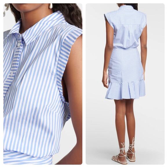 Veronica Beard Bell Bottom Ruched Striped Shirtdress - Picture 15 of 15